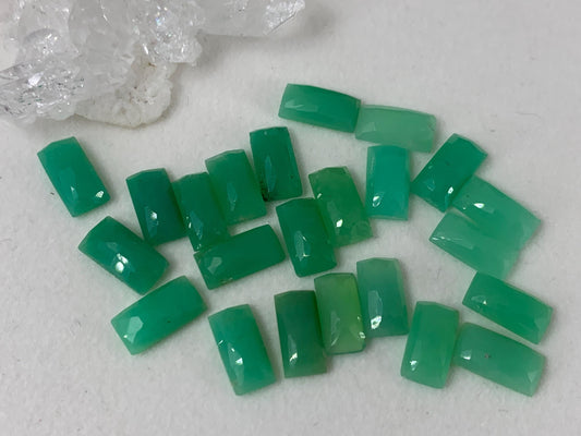 Faceted Chrysoprase rectangle 5x10mm cabochon