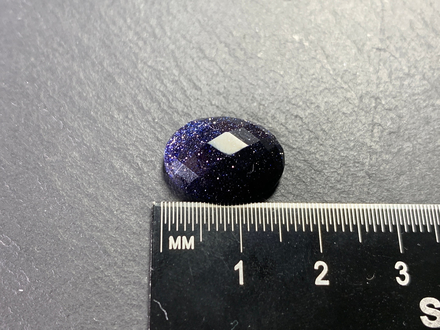 Faceted Blue Gold Sand Oval 12x16mm cabochon