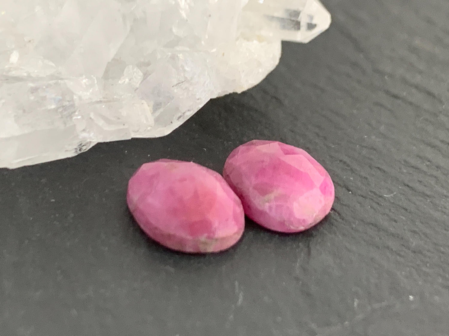 Faceted Ruby pair 8x10x3mm cabochon