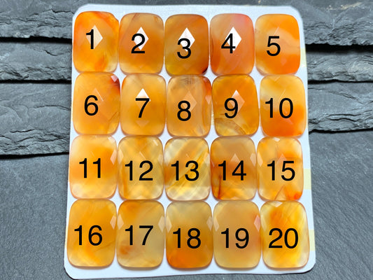 Faceted Carnelian rectangle 13x18mm cabochon - Calibrated cabochons