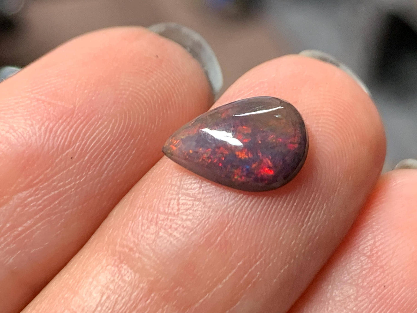 Natural Ethiopian Black Opal 7x11x3mm cabochon