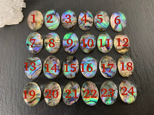 Faceted Abalone oval 10x14mm doublet cabochon