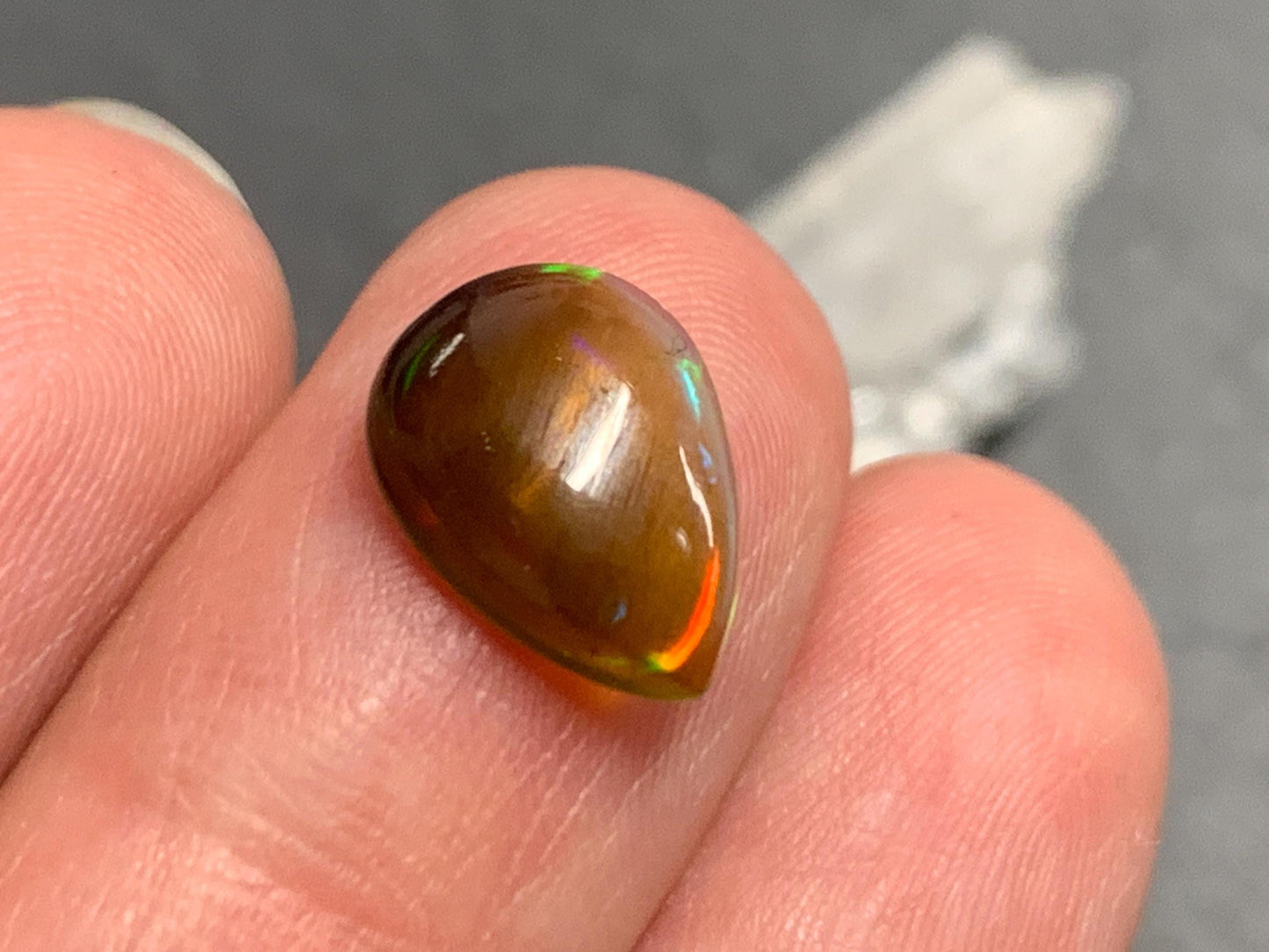 Natural Black Ethiopian Opal pear 9x12x3mm cabochon