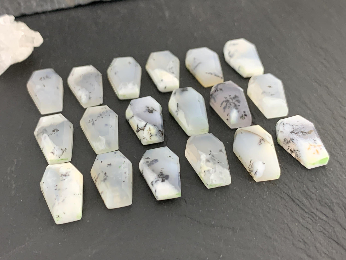 Step Cut Dendrite Opal coffin 10x16mm cabochon