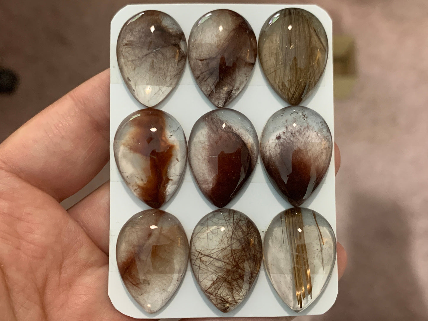 Rutilated Quartz pear 18x25mm cabochon - Calibrated cabochons