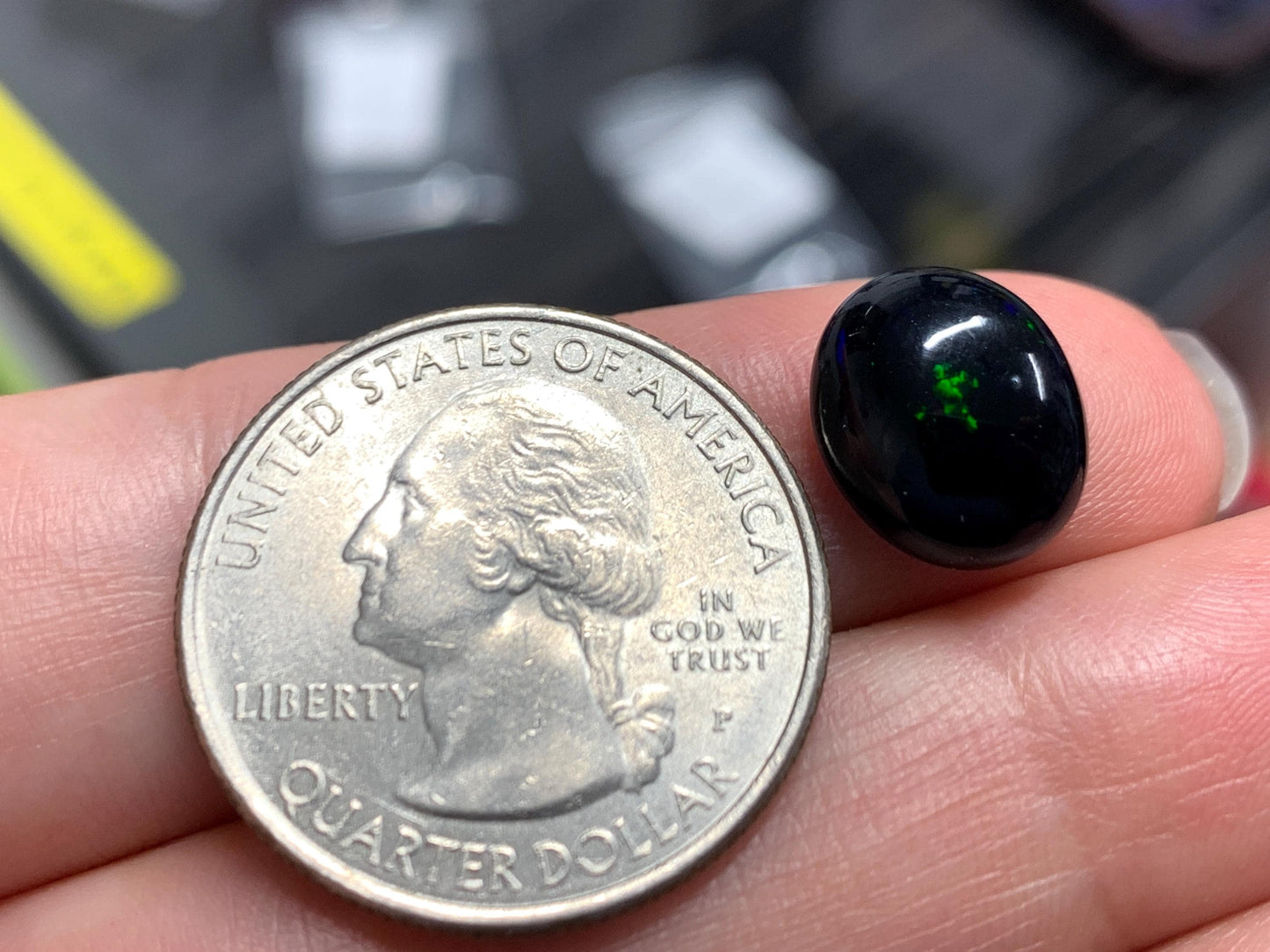 Natural Ethiopian Black Opal 8x11x4mm cabochon