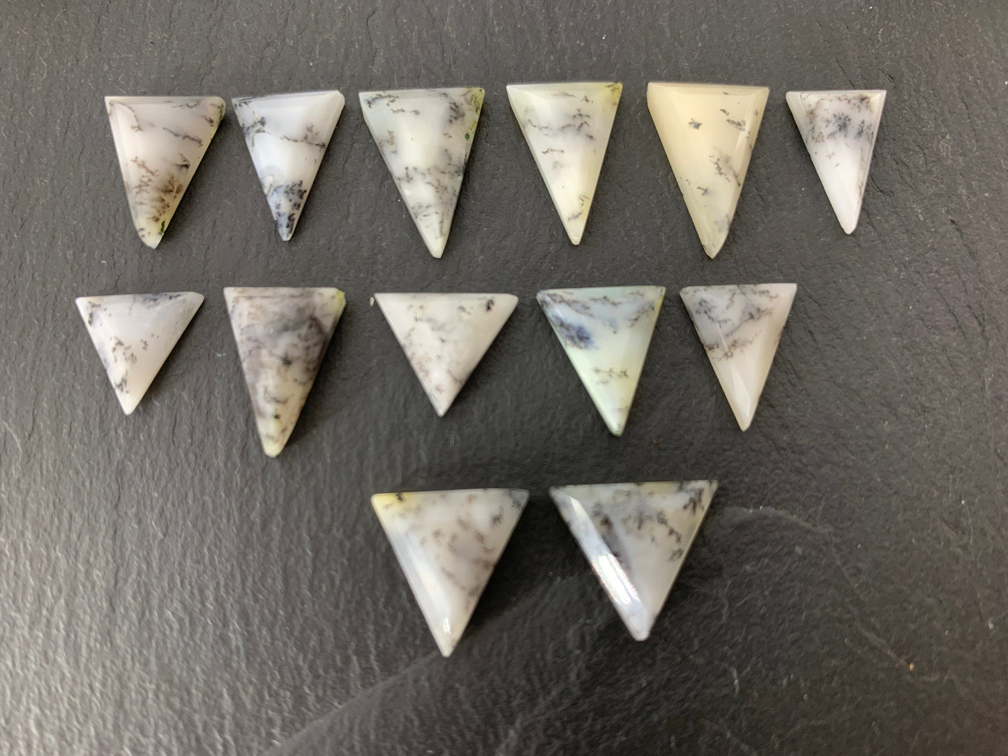 Faceted Dendrite triangle cabochon