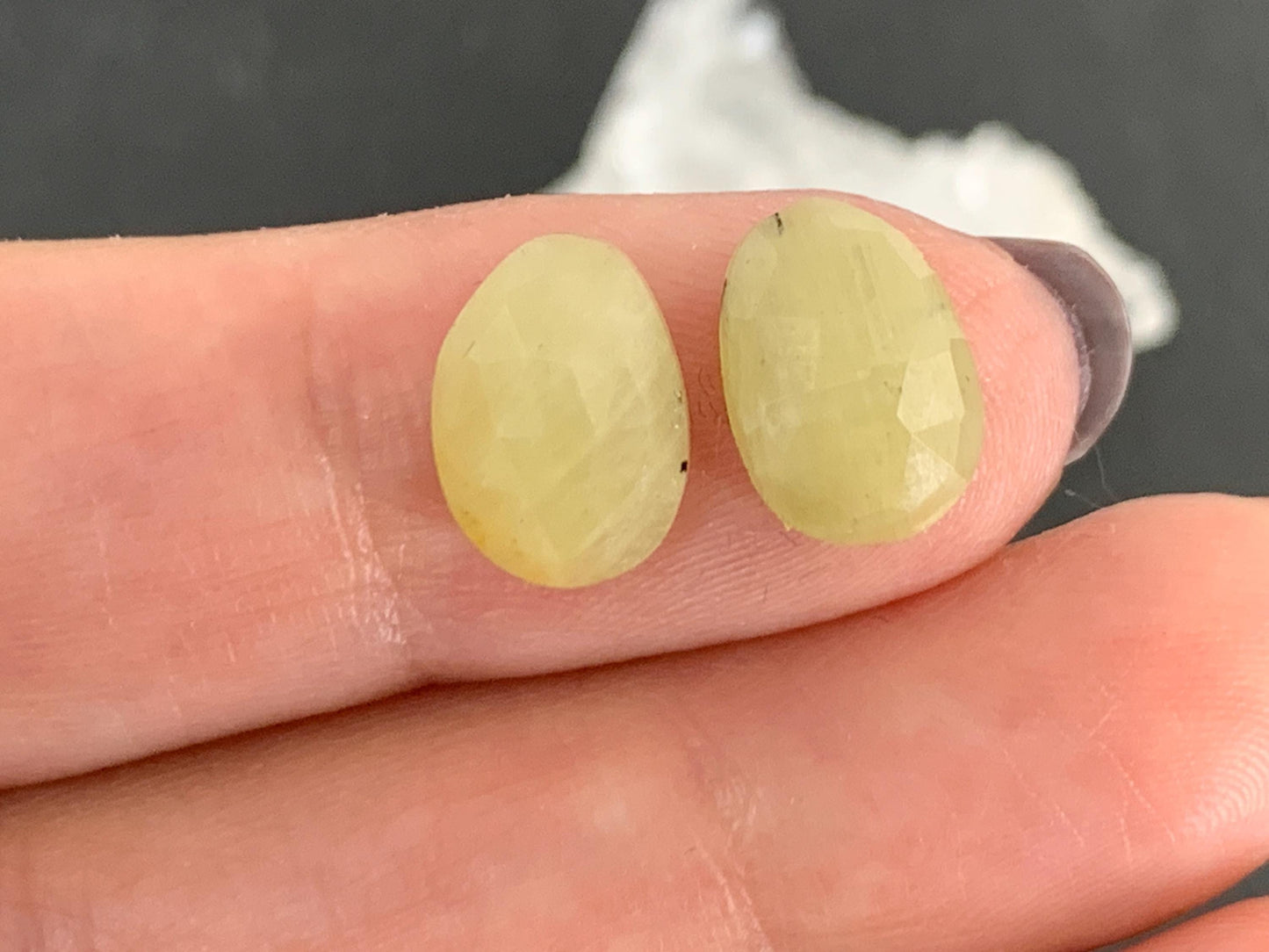 Faceted Yellow Sapphire pair 8x11x3.5mm cabochon