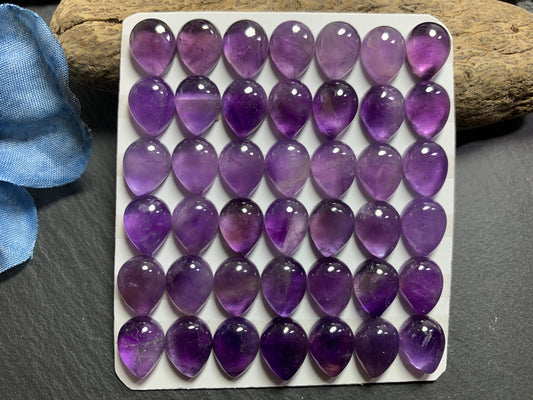 Amethyst pear 8x10mm cabochon - Calibrated cabochons
