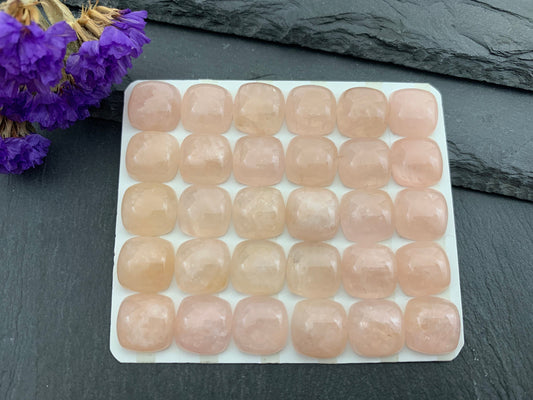 Morganite square cushion 12mm cabochon - Calibrated cabochons