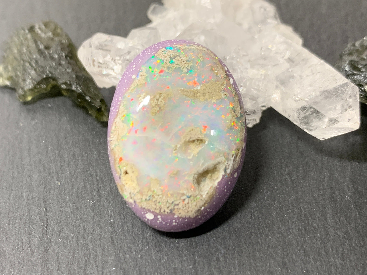 Ethiopian Opal Cabochon – Stabilized Welo Opal with Play of Color - 19x26x9mm