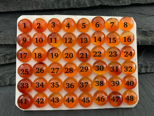 Faceted Carnelian round 8mm Cabochon- Calibrated cabochons