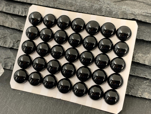 Black Agate round 10mm cabochon - Calibrated cabochons