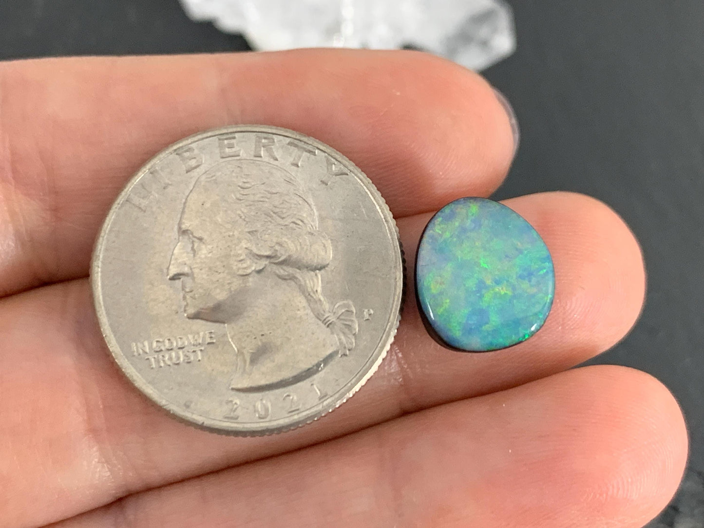 Australian Opal doublet 11x12x3mm cabochon