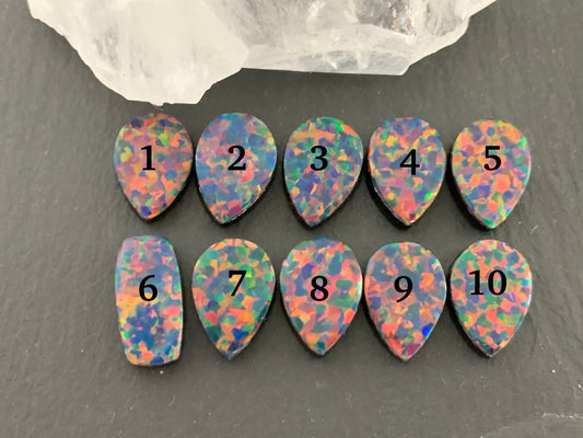 Aurora Opal 13-15mm long pear, rectangle cabochon - Doublet cabochons