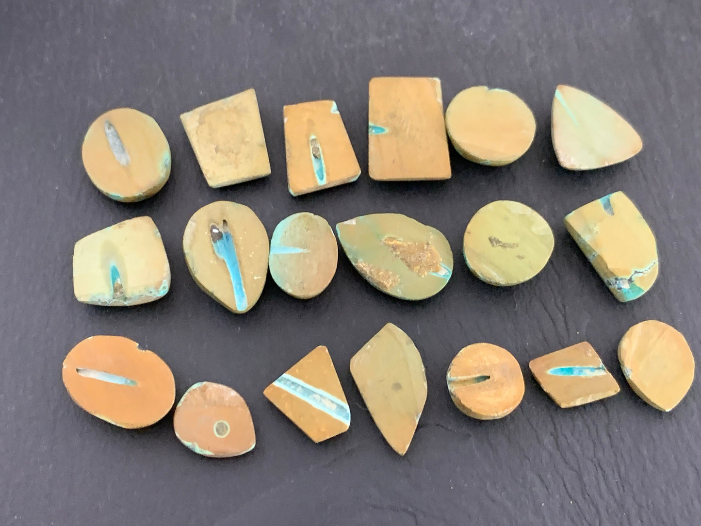 Tibetan Turquoise mixed shapes 13-19mm long cabochon