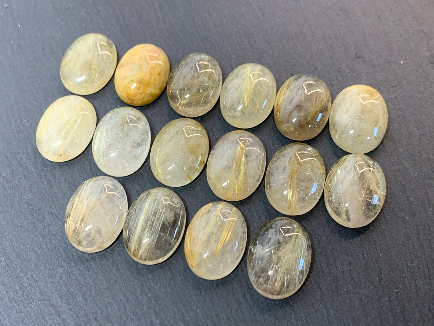 Rutilated Quartz oval 15x20mm cabochon - Calibrated cabochons