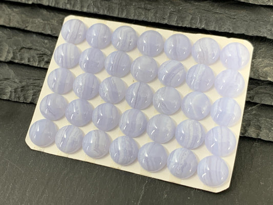 Blue Lace Agate round 10mm cabochon - Calibrated cabochons