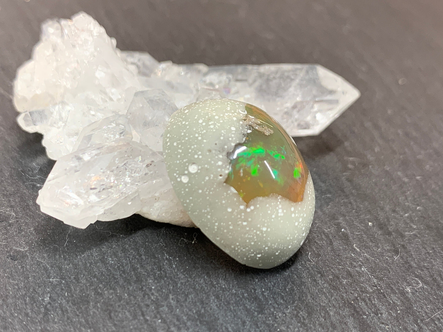 Ethiopian Opal Cabochon – Stabilized Welo Opal with Bright Play of Color - 15x21x9mm