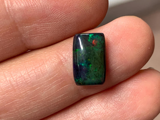 Black Ethiopian Opal rectangle 7x12x3mm cabochon