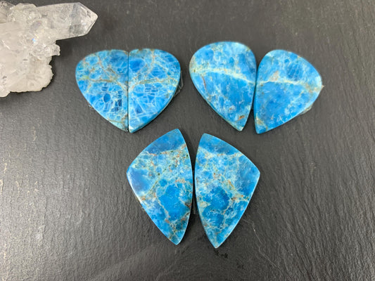 Apatite pear, free form 25-34mm long cabochon - Buy by pair