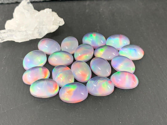 Aurora Opal 10x14mm Oval Cabochon – Discounted 40% Less Colorful Gemstone