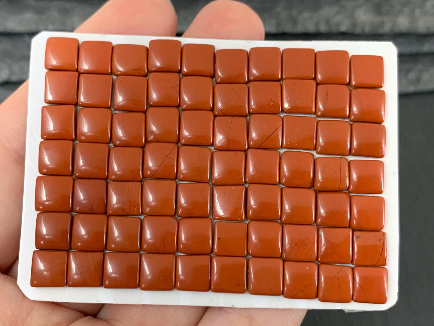 Red Jasper Square 6mm Cabochon - Natural Calibrated Gemstone Stone