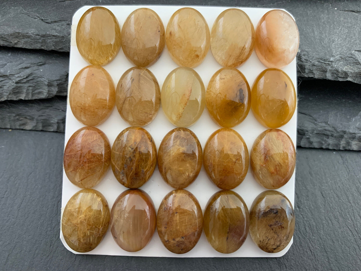 Rutilated Quartz oval 12x16mm cabochon - Calibrated cabochons
