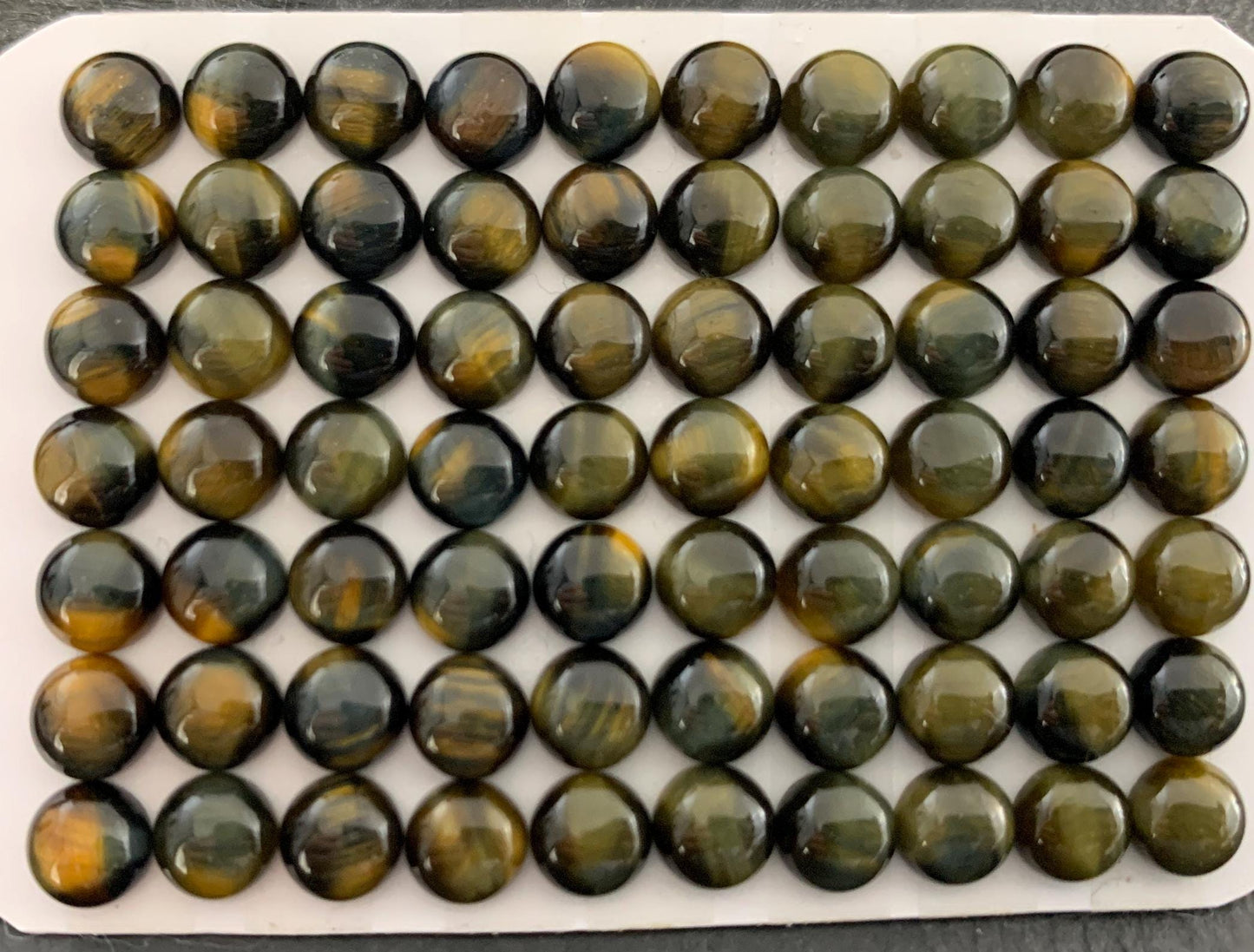 Yellow Blue Tiger Eye round 6mm cabochon - Calibrated cabochons