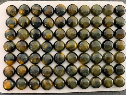 Yellow Blue Tiger Eye round 6mm cabochon - Calibrated cabochons