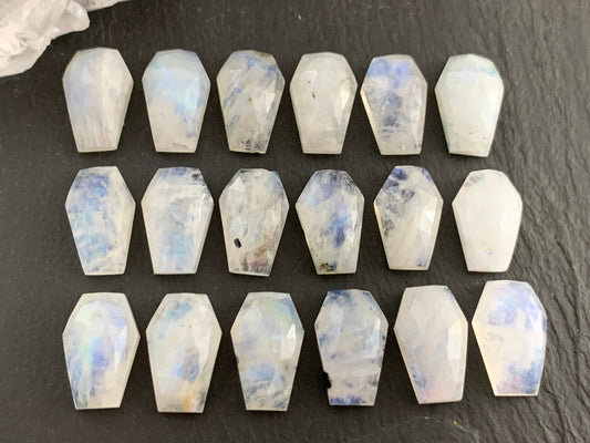 Faceted Moonstone coffin 10x16mm cabochon