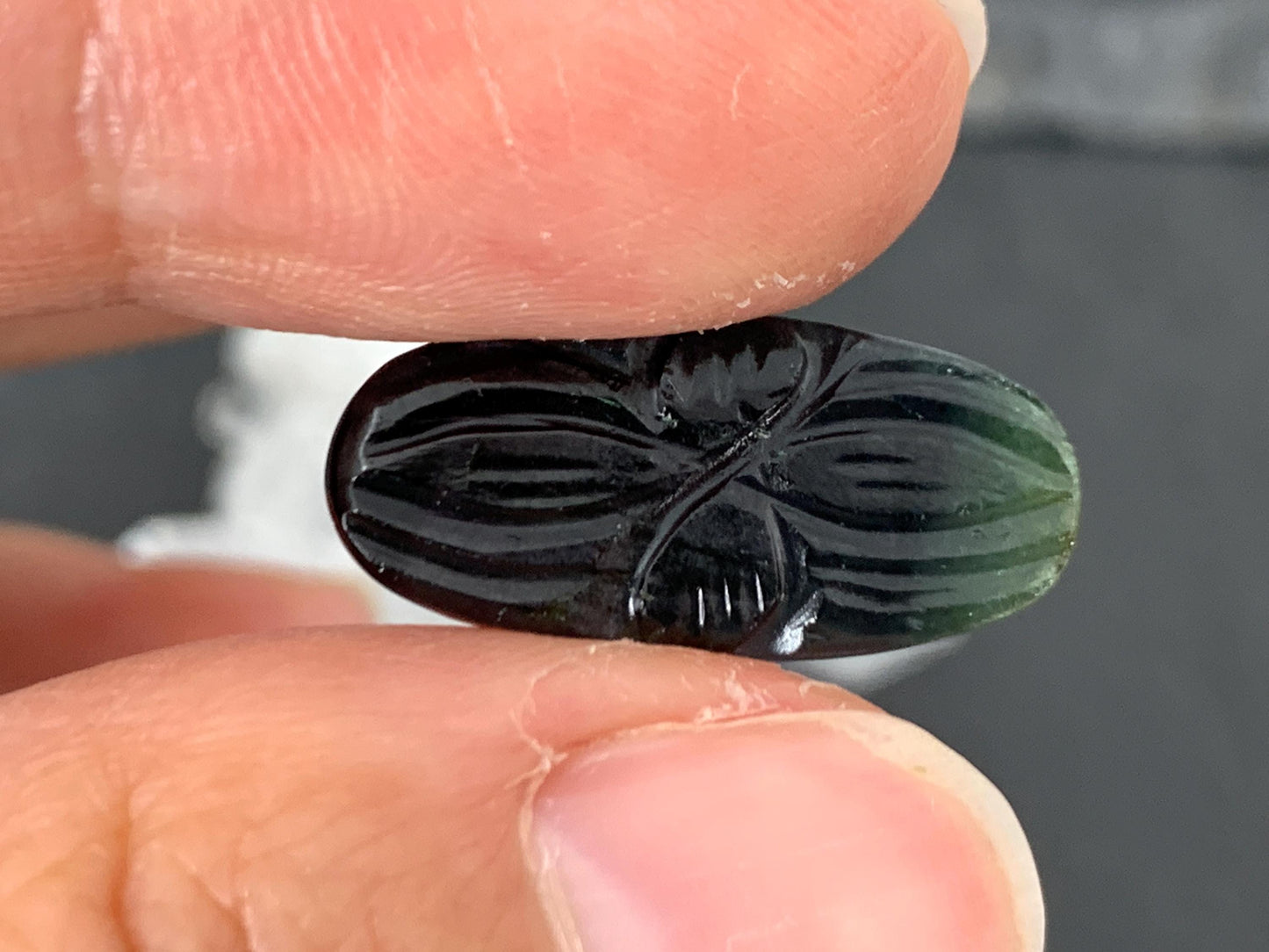 Carved Tourmaline 10x21x2mm cabochon