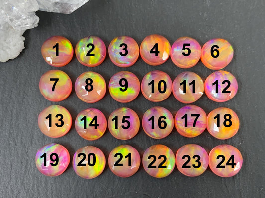 Aurora Opal round 8mm cabochon - Doublet cabochons