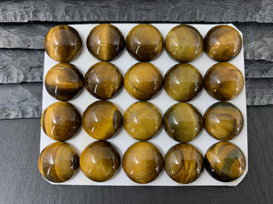 Tiger Eye round 15mm cabochon - Calibrated cabochons