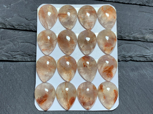 Blood Quartz pear 15x20mm cabochon - Calibrated cabochons
