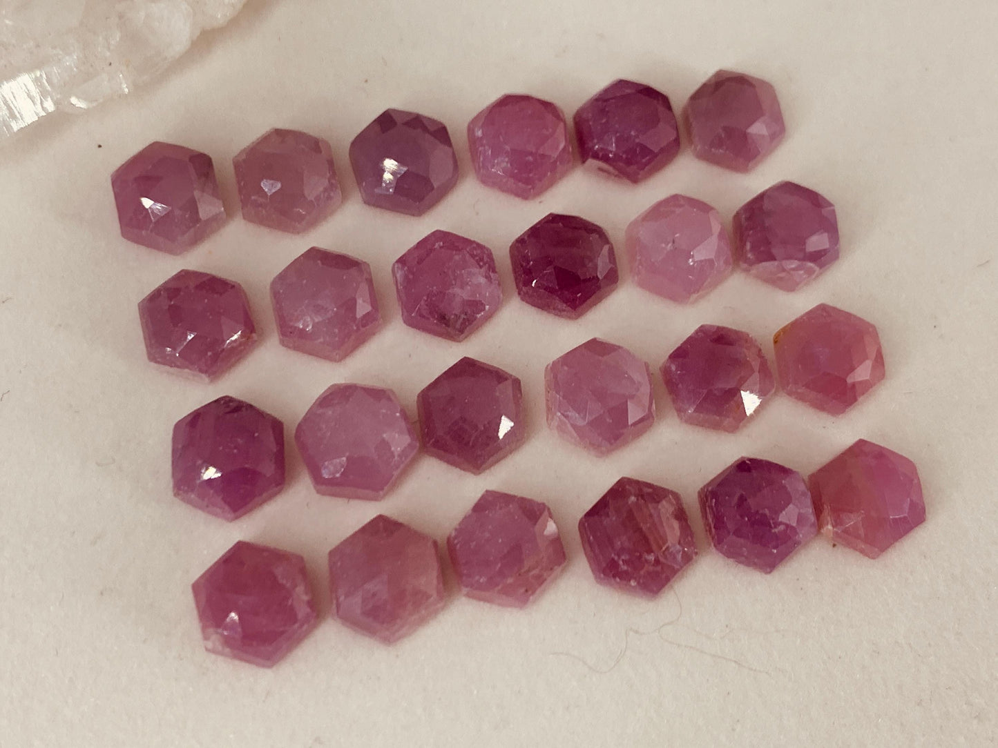Discounted Faceted Pink Sapphire hexagon 8x9mm cabochon