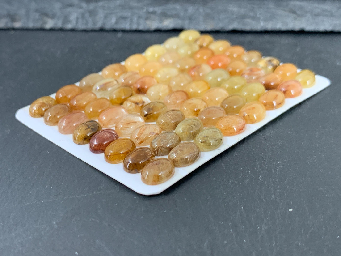 Rutilated Quartz oval 6x8mm cabochon - Calibrated cabochons