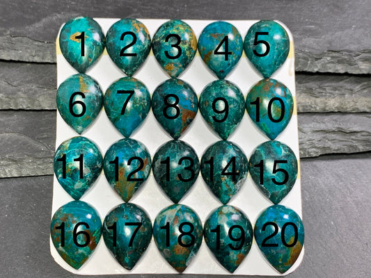 Chrysocolla pear 15x20mm cabochon - Calibrated cabochons