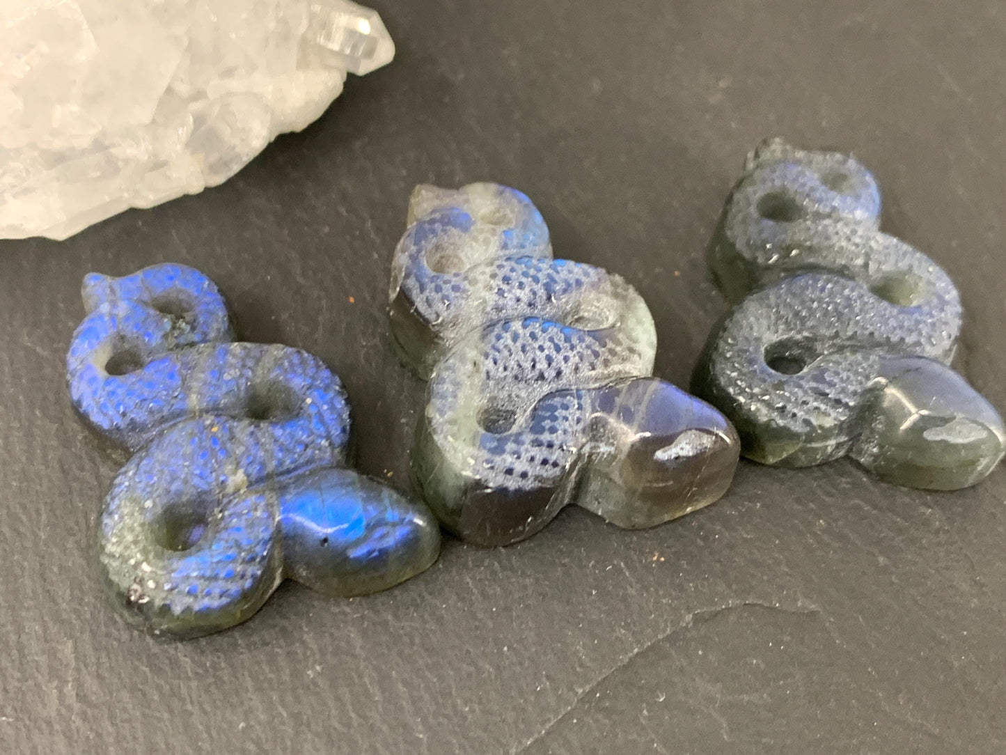 Labradorite Snake Carving - Flat Back Snake carving