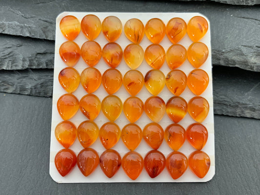 Carnelian pear 8x10mm Cabochon - Calibrated cabochons