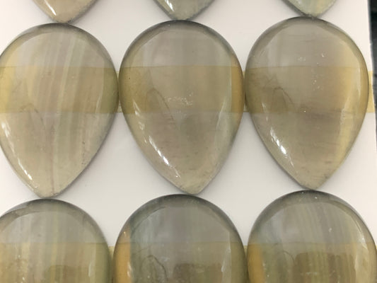 Green Yellow Fluorite pear 18x25mm Cabochon - Calibrated cabochons