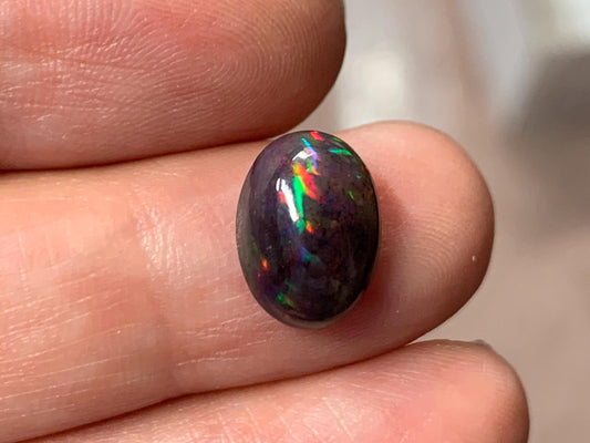 Black Ethiopian Opal oval 8x11x45mm cabochon