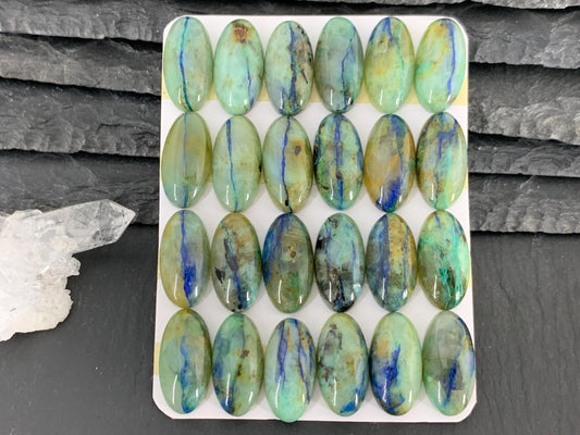 Chrysocolla Quartz oval 10x20mm cabochon - Calibrated cabochons