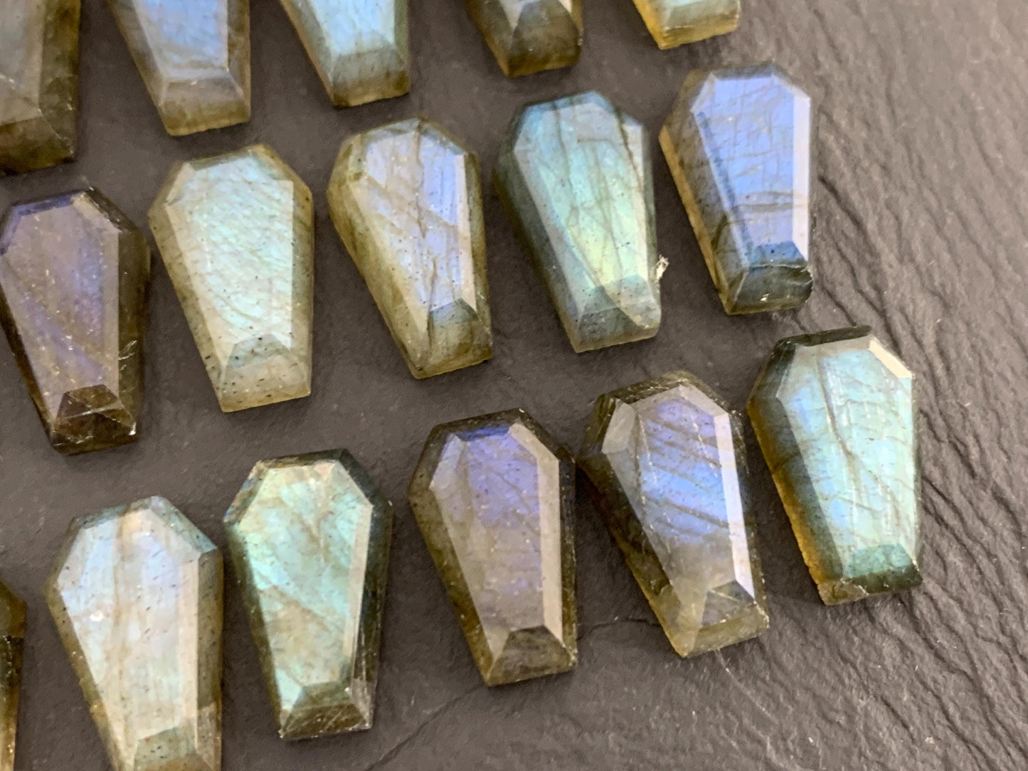 Natural Labradorite Coffin Cabochon: 10x16mm Gemstone