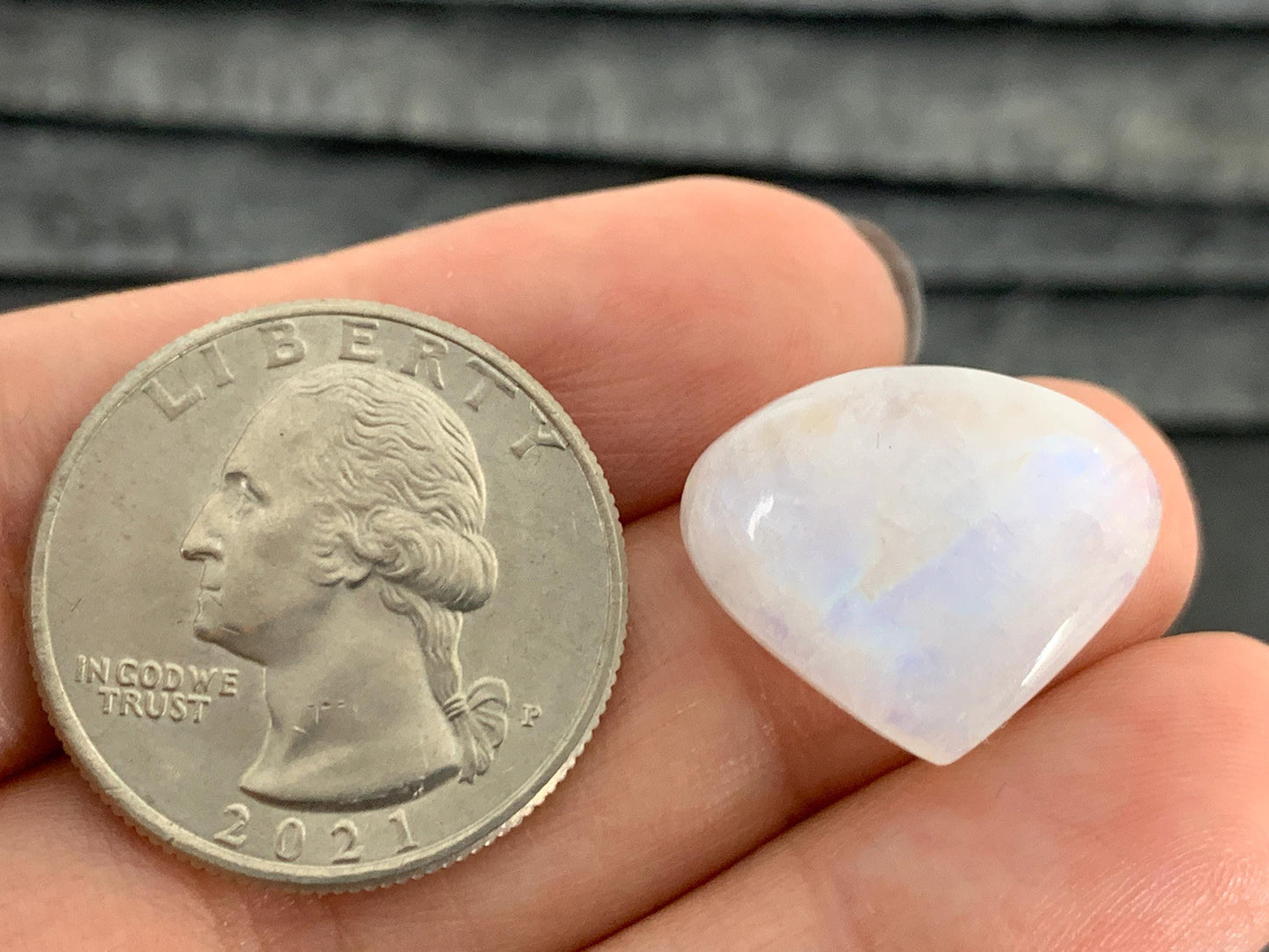 Rainbow Moonstone pear 16x19x7mm cabochon