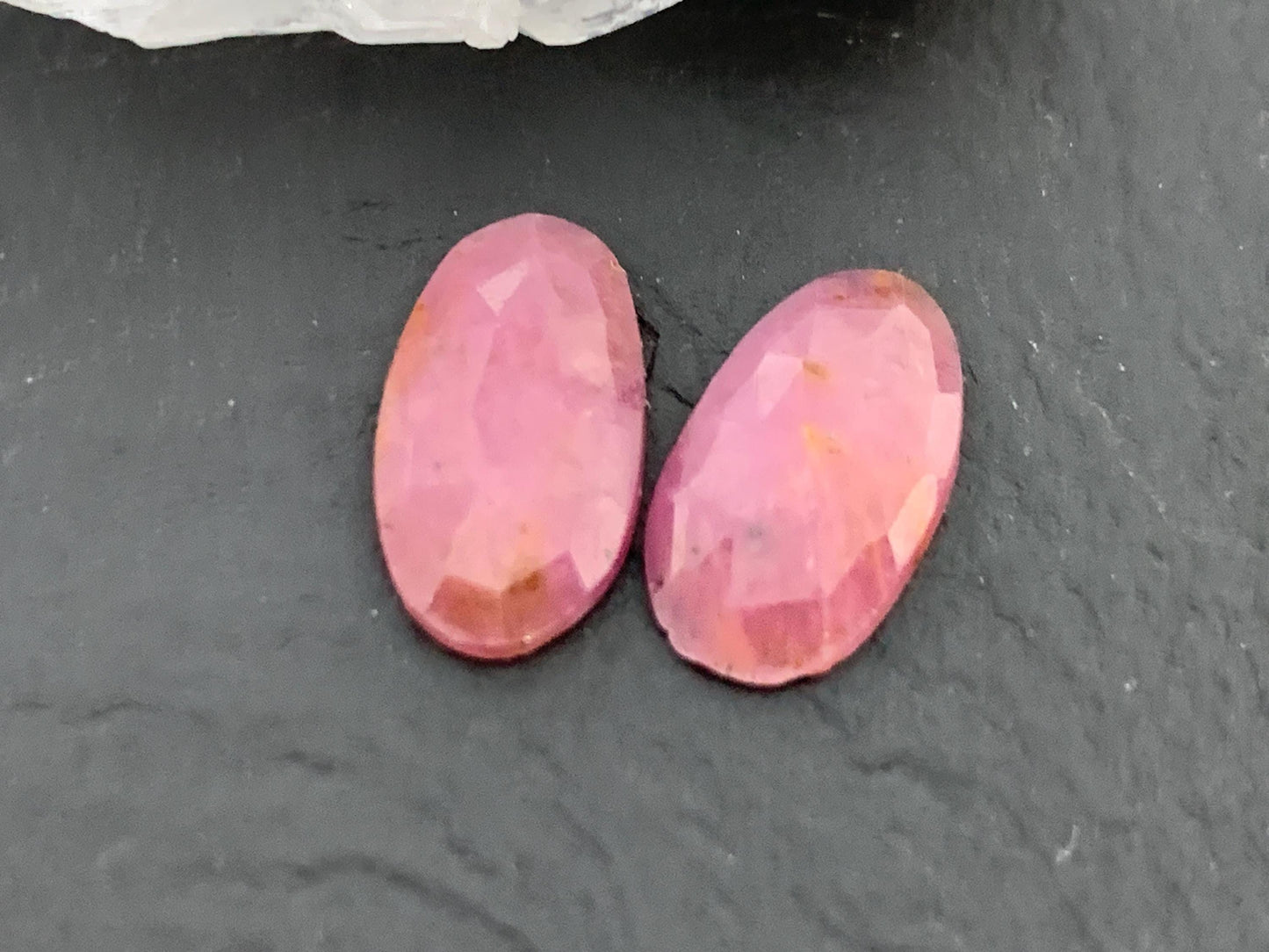 Faceted Ruby pair 7x13x2mm cabochon