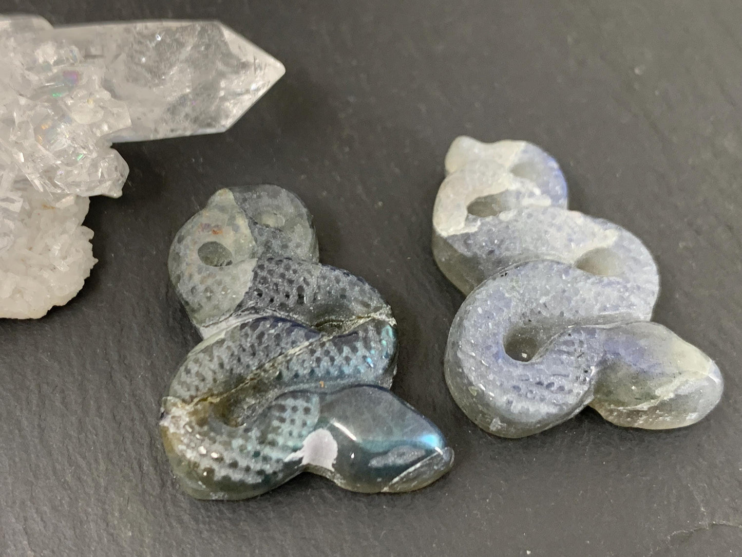 Discounted Labradorite snake cabochon - Snake carving