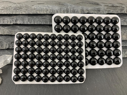 Black Agate round 6, 8, 12, 15mm cabochon - Calibrated cabochons