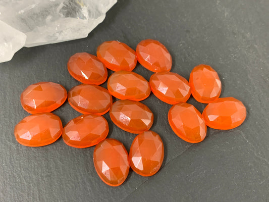 Faceted Carnelian 10x14mm cabochon