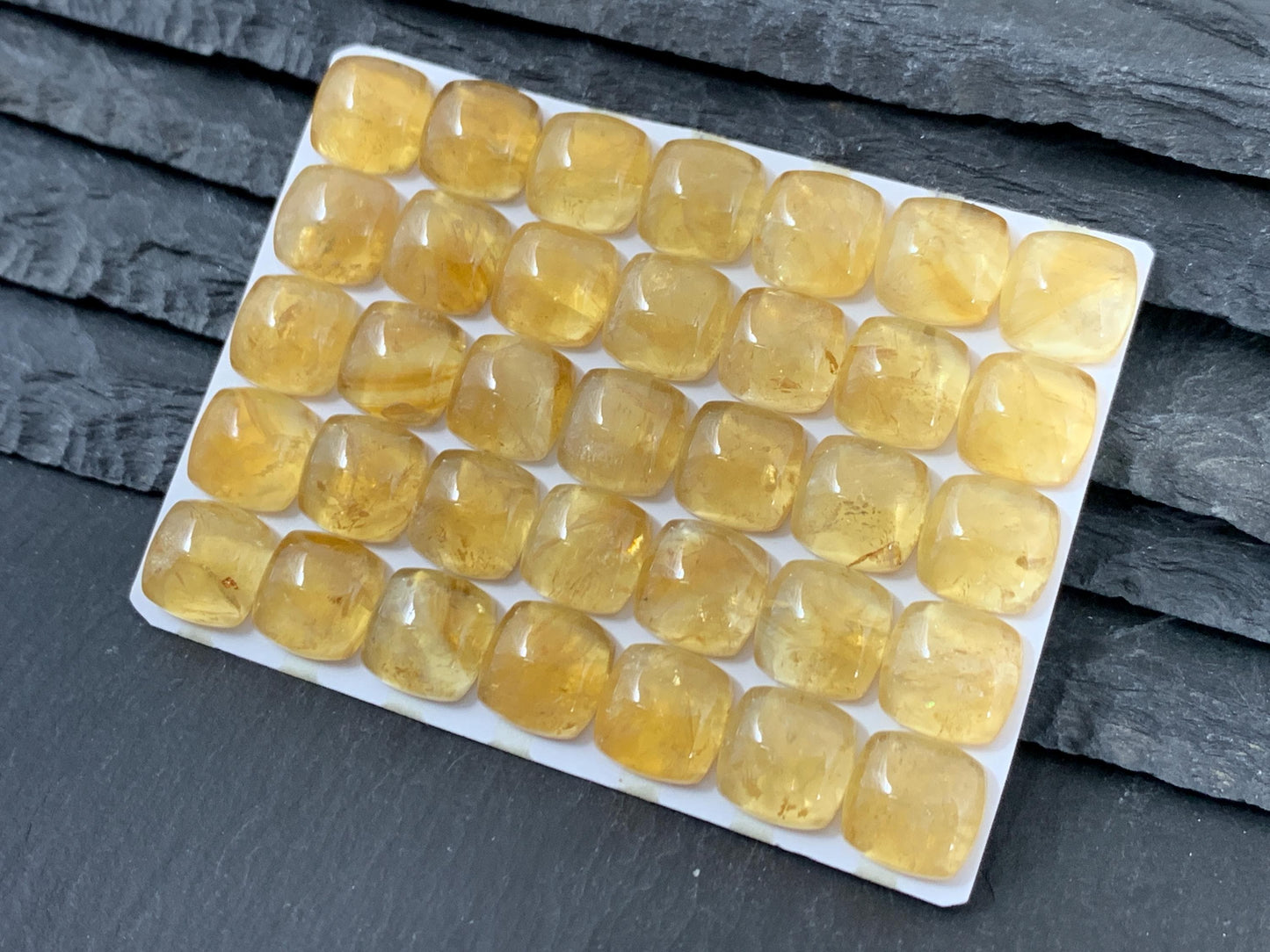 Citrine square cushion 10mm cabochon - Calibrated cabochons